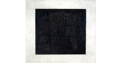 Казимир Малевич «Чёрный супрематический квадрат» (1915).
Сам художник утверждал, что его «Чёрный квадрат» — на самом деле разноцветный куб. Нужно просто присмотреться. Да и на самом деле на полотне, если проверить параллельность сторон фигуры, изображён вовсе не квадрат. И не чёрный он вовсе — Малевич смешал краски, среди которых чёрной не было. Эта своего рода манифест художника, его бунт, некий вызов обществу. Кстати, в результате недавнего изучения этой работы при помощи рентгеновских лучей выяснилось, что под квадратом на холсте находятся два цветных рисунка.