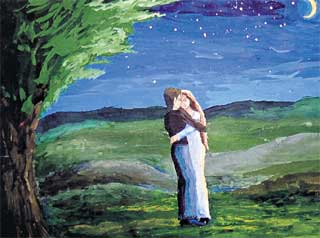 «ВЛЮБЛЕННЫЕ»: эту картину, написанную правой ногой, девушка посвятила Коле